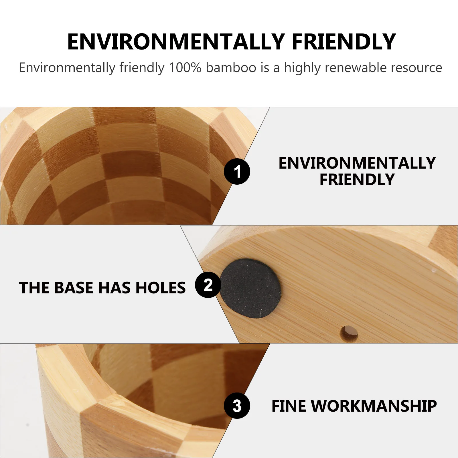 

Bamboo Utensil Holder ganizer Tableware Storage Rack Chopsticks Pens Holder Eco Friendly Kitchen Counter Top Non