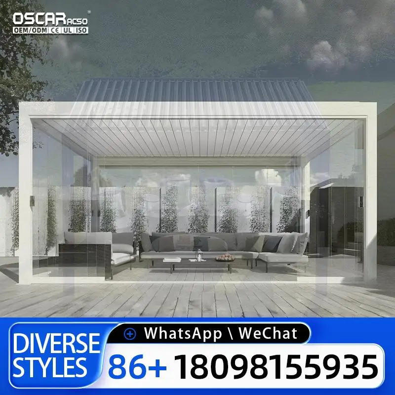 Pérgola con persianas de aluminio para exteriores, 3x4/3x6/4x4/4x6m, bioclimática para Patio, jardín, piscina