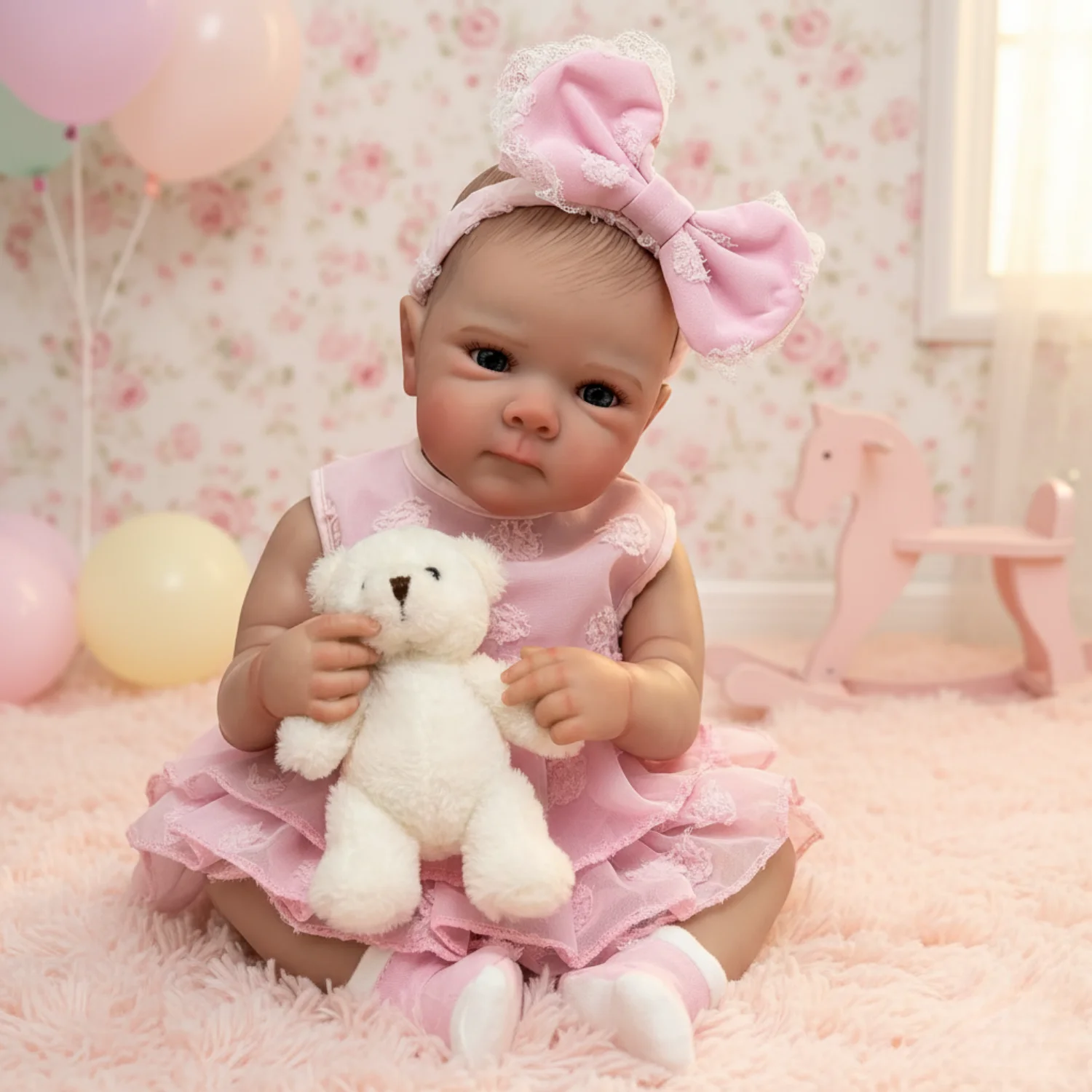 

18Inch Can Washable Bettie Bebe Reborn Girl With Painted Hair & Skin Soft Touch Handmade Lifelike Realistic Newborn Girl Doll