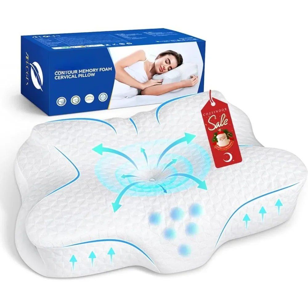 

Cervical Memory Foam Pillow for Neck Shoulder Pain Relief Sleeping Supports Your Head, Side, Back and Stomach Sleepers