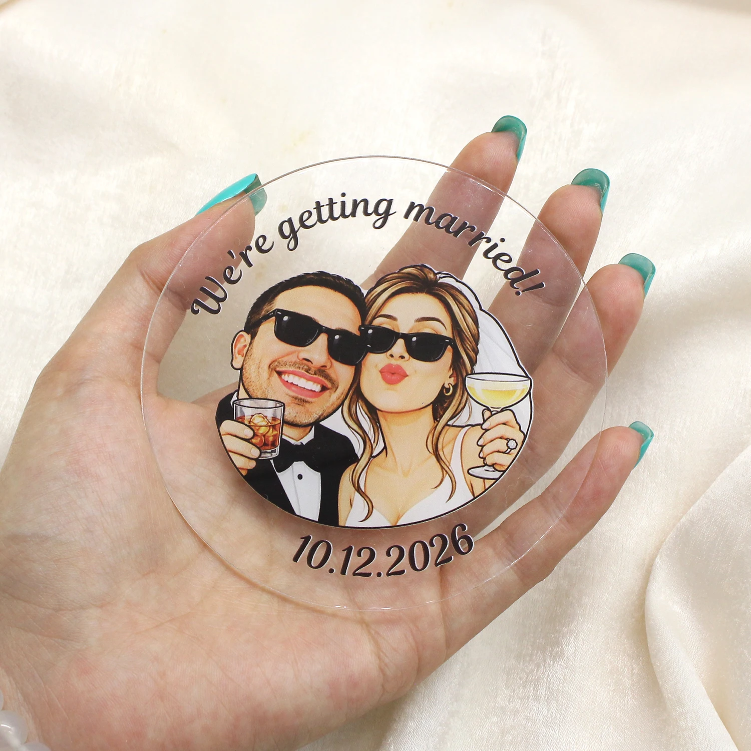 Custom Photo Acrylic Round Coaster, Personalized Picture Coasters for Drinks, Heat Resistant, Gift for Party Christmas Home