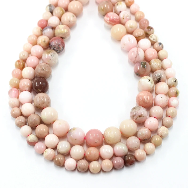 Natural Pink Opal Round Loose Beads Strand 6/8/10/12MM For Jewelry DIY Making Necklace Bracelets Earrings Accessories