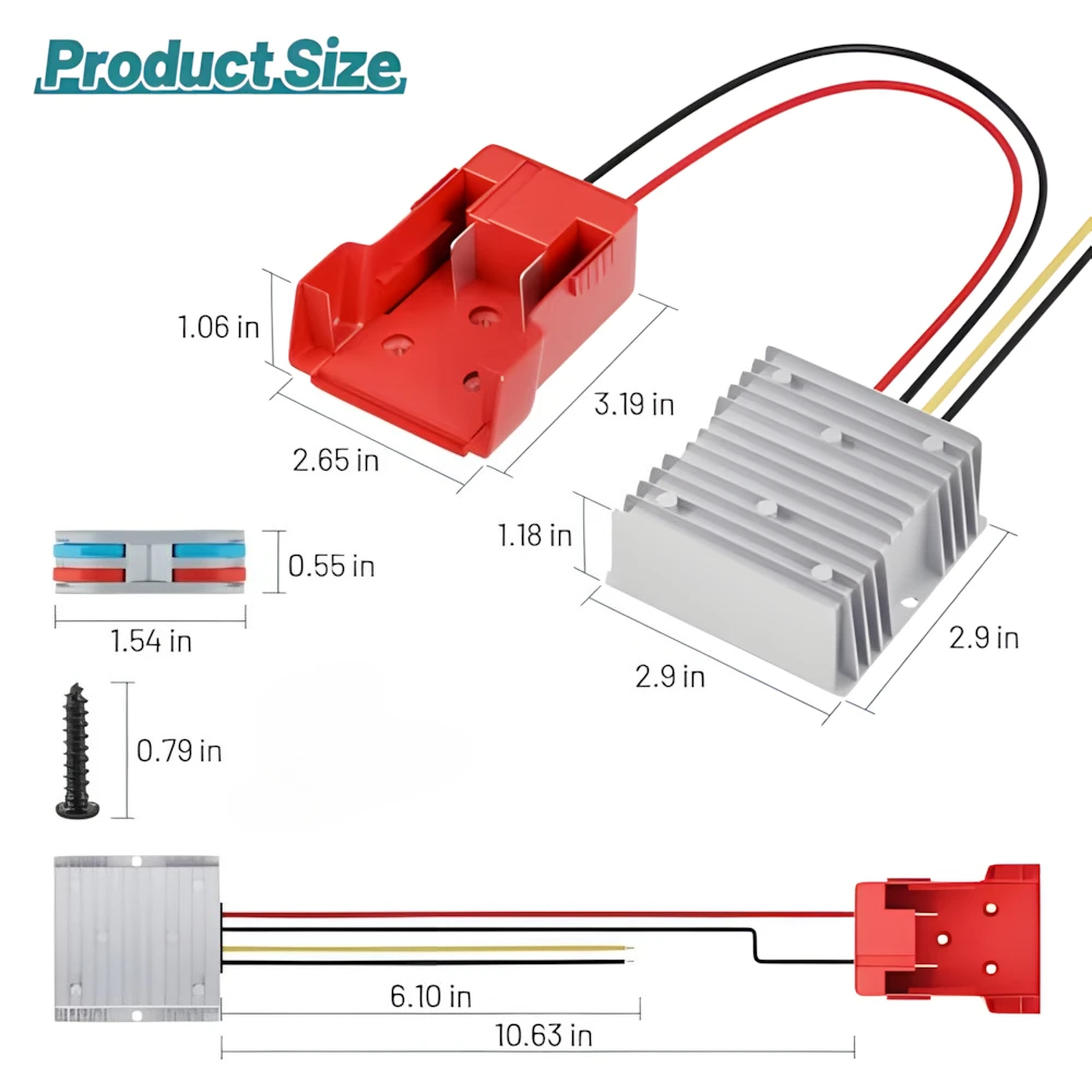 120W 10A/15A/20A DC Regulator DIY Adapter Step-Down Converter Suitable for Milwaukee 18V To 12V Battery Dock Power for Toy Cars