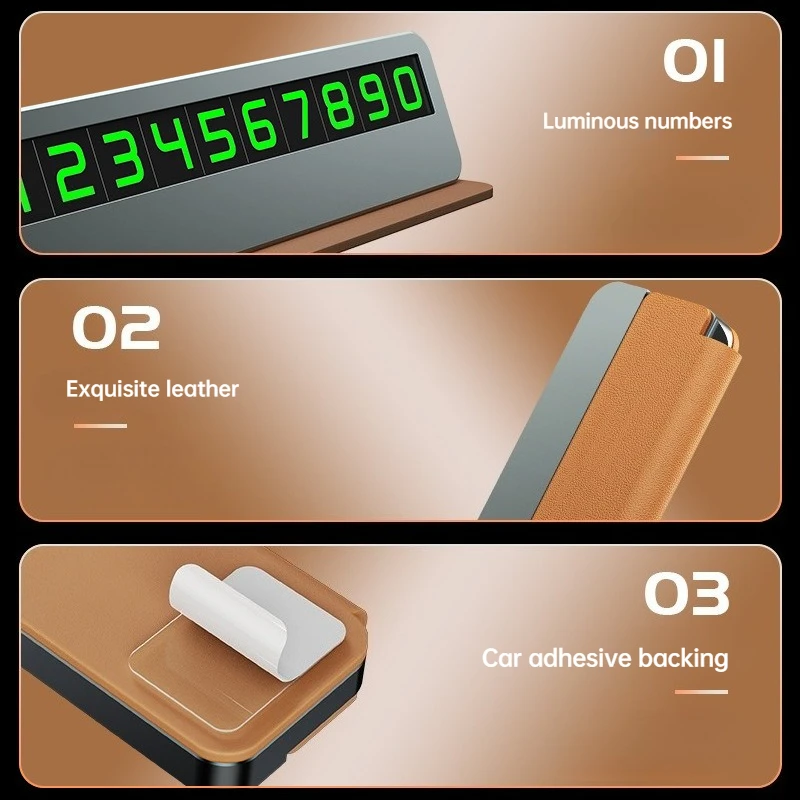 Leather Hidden Metal Temporary Parking Sign High-End Car Relocation Number Sign Creative Design for Easy Parking Management