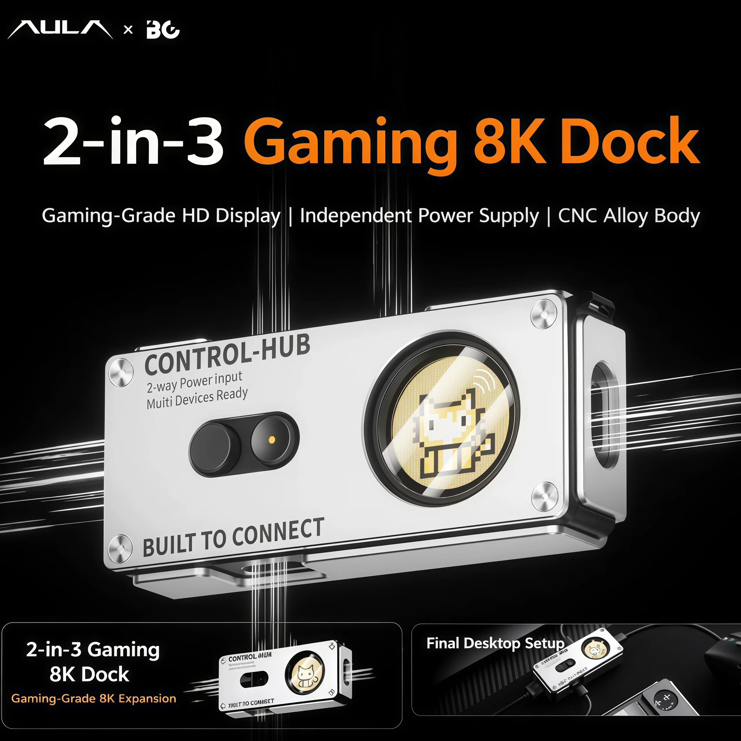 Aula BG Gaming 8K Hub E-sports HUB Two In Three 8K Docking Station Gaming Expansion Dock Monitoring Support BOX63 Plug And Play