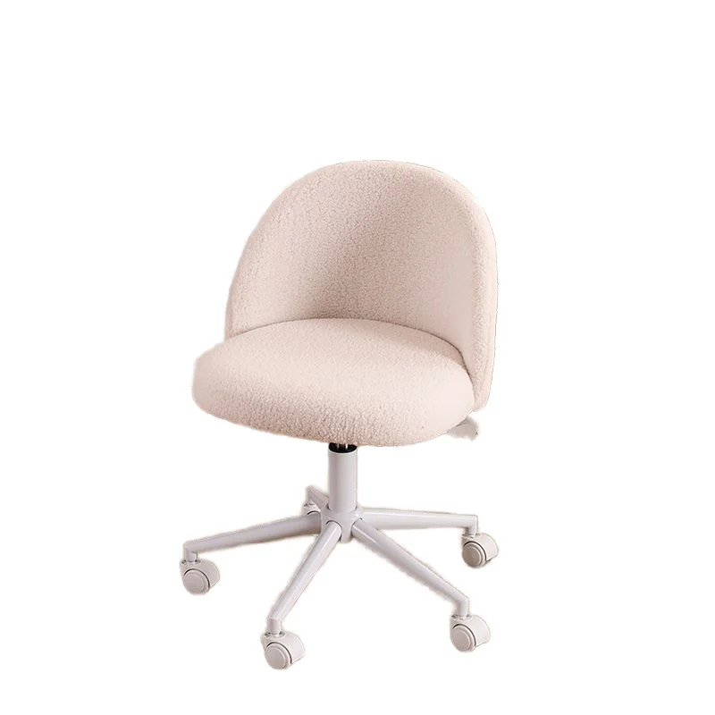 

Modern Beige Velvet Swivel Office Chair Comfortable Rolling Task Chair White Base Soft Plush Upholstered Ergonomic Chair