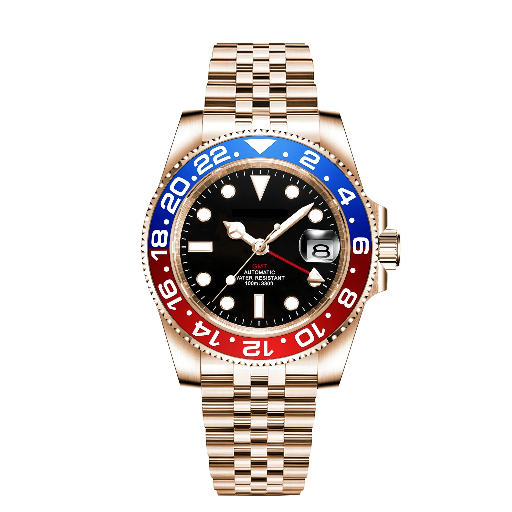 40 مللي متر شعار مخصص للرجال NH34 ساعة فاخرة أوتوماتيكية ساعات المعصم الميكانيكية اليوبلي حزام GMT ساعة العلامة التجارية الأعلى الياقوت Glas