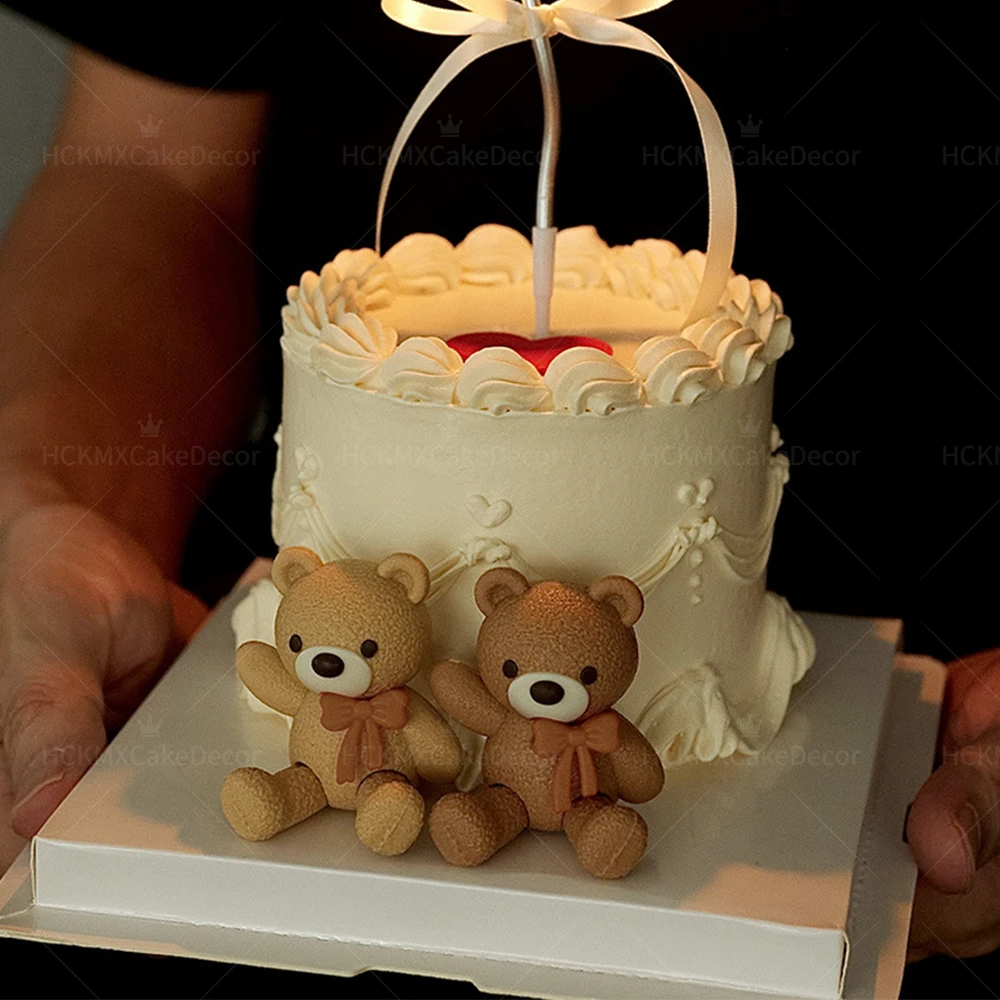 Cute bow tie Bear Cake Topper Bear Cake Decorations for Party Favors Baby Shower Birthday Cake Decorations  Favorite Gift Party