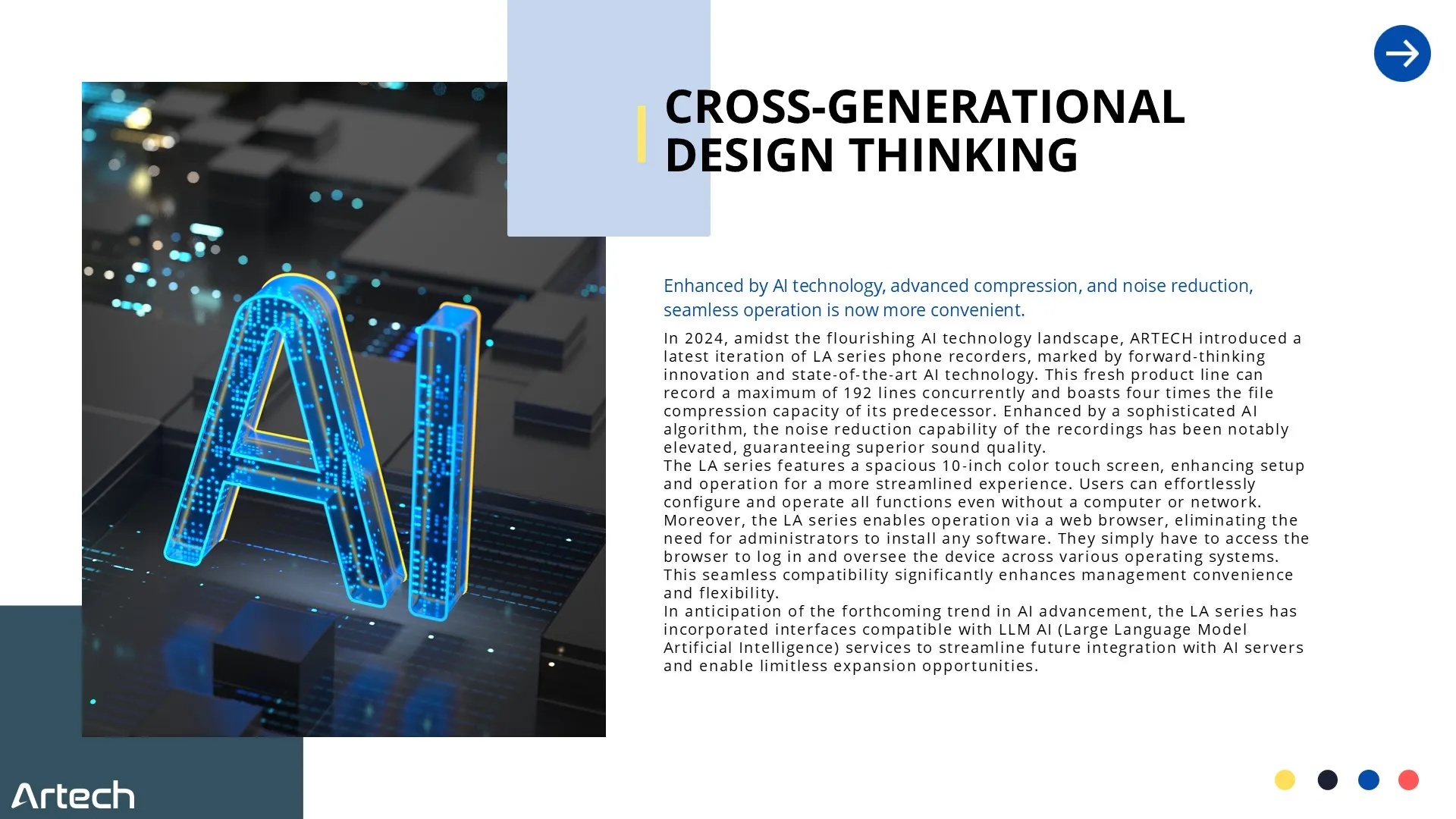 ARTECH-registrador de voz independiente inteligente de LA serie LA