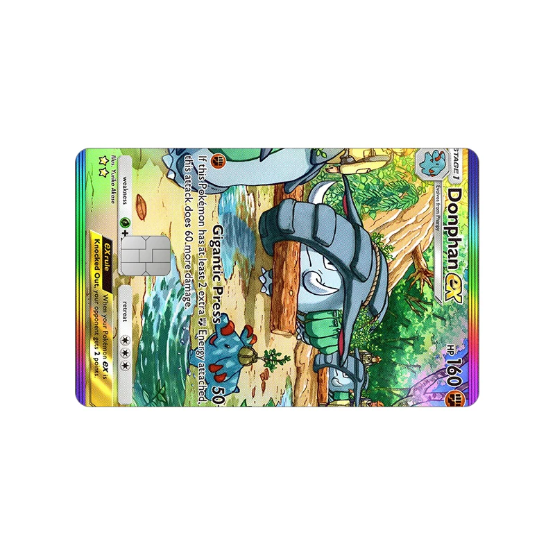 PTCG Dragonite Credit Card Sticker Mew GX Mega Lopunny Eevee Espeon Cards Skin Decoration Gengar Decals Id Documents Patch Gift view 3