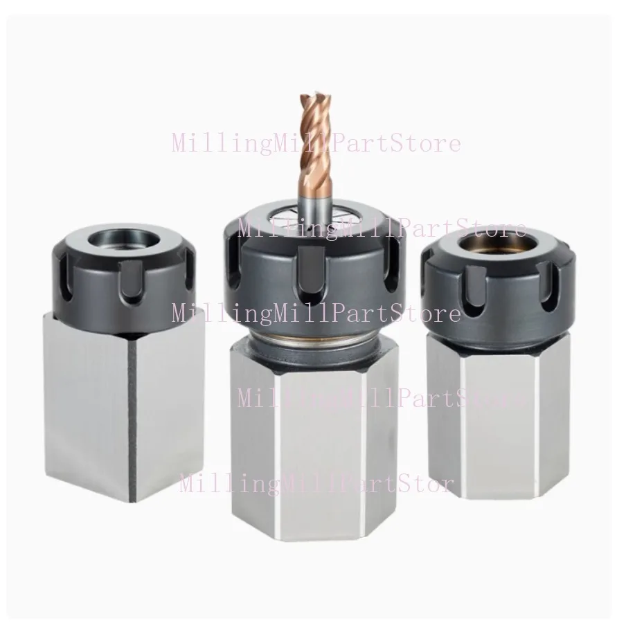 Conjunto de faca quadrada/hexagonal er25 er32 er40 quadrado/hexagonal, conversão de pinça de moagem, haste de extensão substituível, rosca de emenda