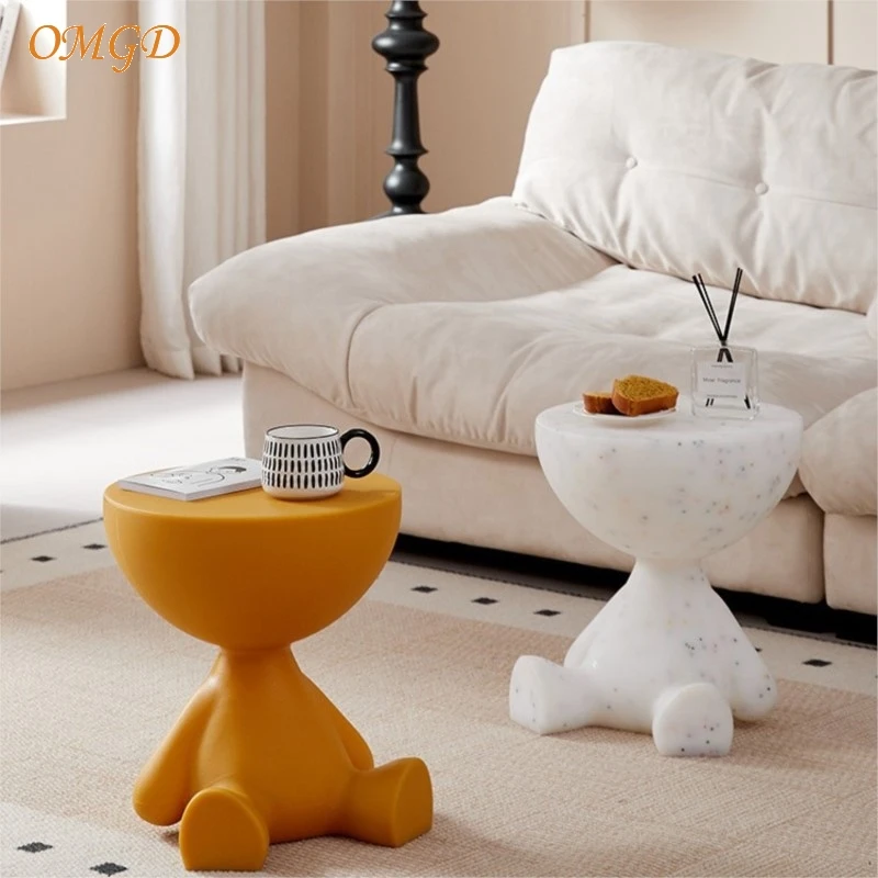 

OMGD Creative Small Flat Living Room Household Small Coffee Table Lying Flat Sofa Side Table Balcony Bedside Small Tea Table