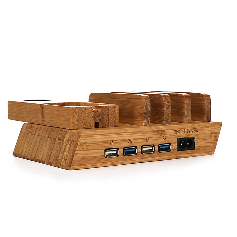 Desktop Holder Charging Dock Station Bracket for Multiple Devices, with 4 USB Ports, USB Charger for Smart Phones, Tablets, Watc