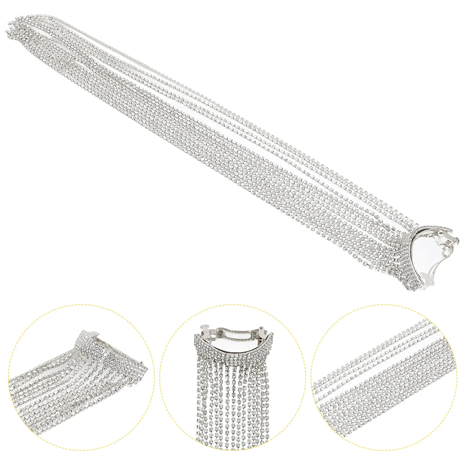 

Женская блестящая заколка для волос с длинными стразами и кисточками, декоративная заколка для вечеринок, модный зажим для волос с гладкой поверхностью