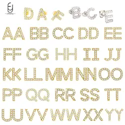 925 Sterling Silver Needle 24 Letters Stud Earrings Exquisite Pave Crystal Luxury Gold Earrings for Women Fashion Jewelry Gifts
