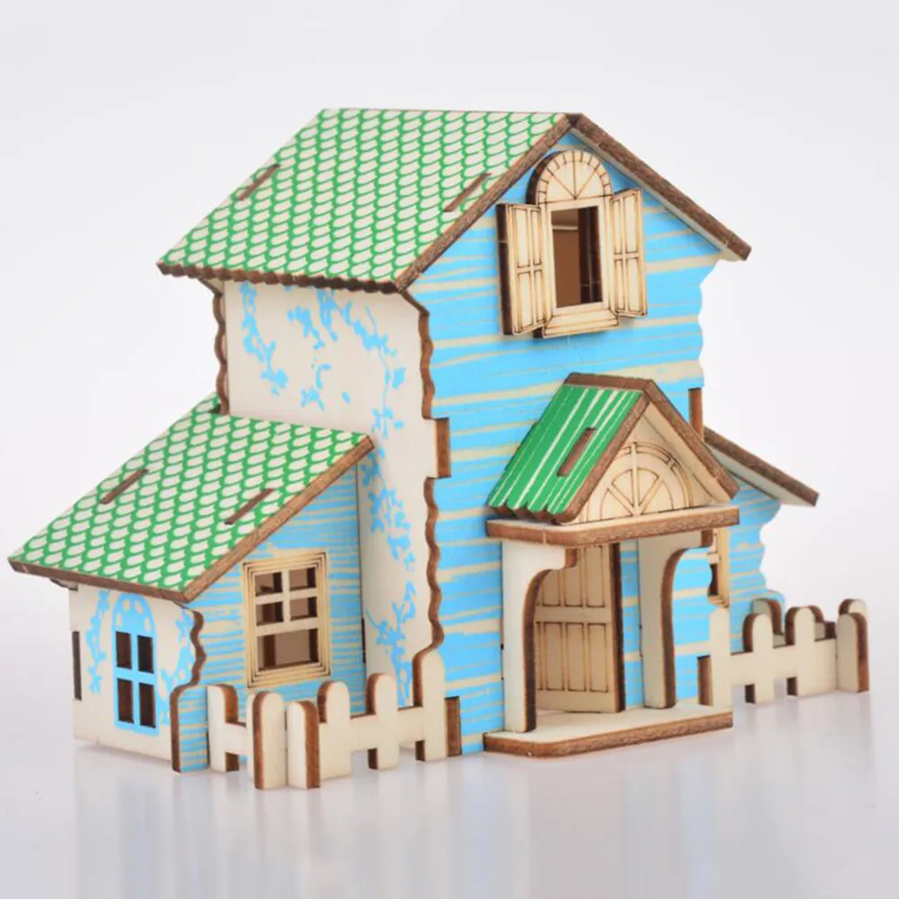 

2PCS 3D Puzzle DIY Assembling House Wooden Model Educational Toy Creative Craft Delicate Desktop Decoration ( , )
