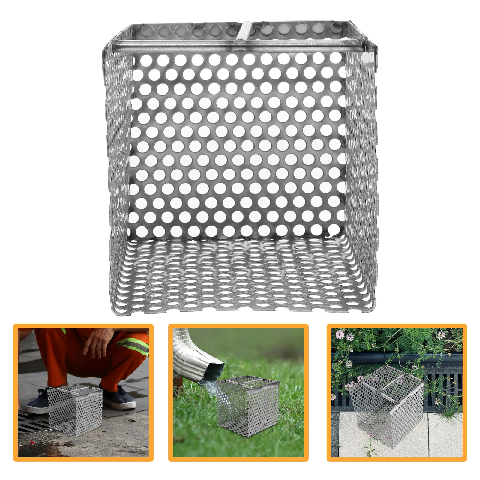 

Stainless Steel Drain Gutter Filtering Basket Metal Strainer Floor Channel Cleaner Large Capacity Convenient Gutter Filter