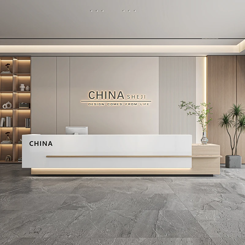

Design Front Desk Reception Counter Clinic White Long Business Reception Desks Modern Clinic Mostrador Recepcion Furniture
