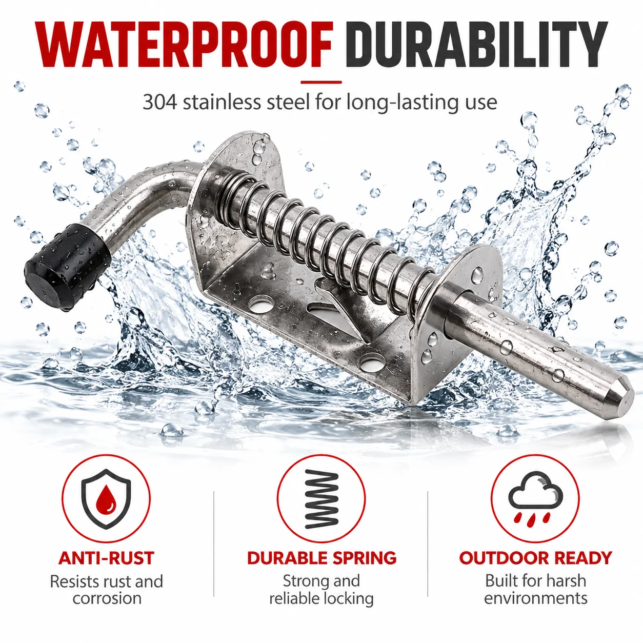 304 Stainless Steel Spring Door Bolt Durable Security Pin For Window Cabinet Garden Shelter Door Hinge Household Lock Accessory
