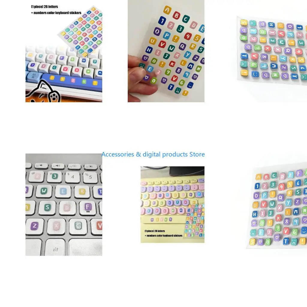 77JD Fun Colorful Keyboard Stickers Set Includes 26 Letters And 10 Numbers Decals