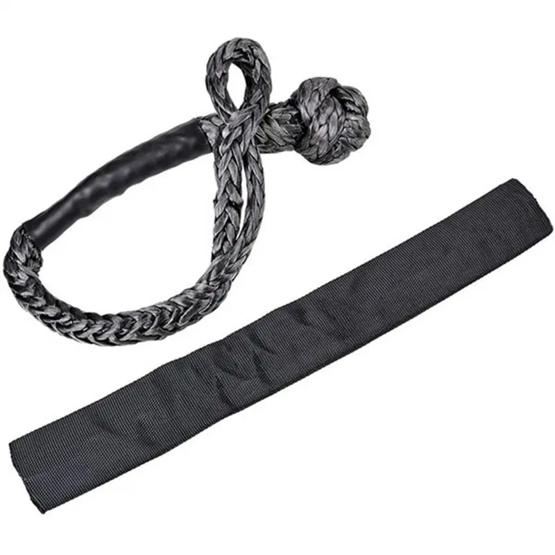 1/2 Inch Synthetic Shackle Winch Rope + Recovery Snatch Ring For ATV UTV SUV Off-Road Towing Truck 4X4 Boat Marine Black