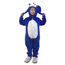 Anime Game Sonic Sleepwear  Adult Children  Autumn And Winter Flannel  One-piece Pajamas Blue Hedgehog Warm Loungewear