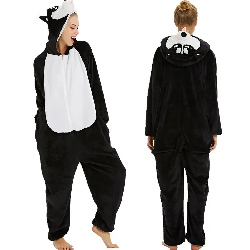 ss23Winter Cartoon Coral Fleece Unicorn Sleepwear Flannel One Piece Hooded Kigurumi Loose Casual Home Wear Jumpsuits Pajamas Set