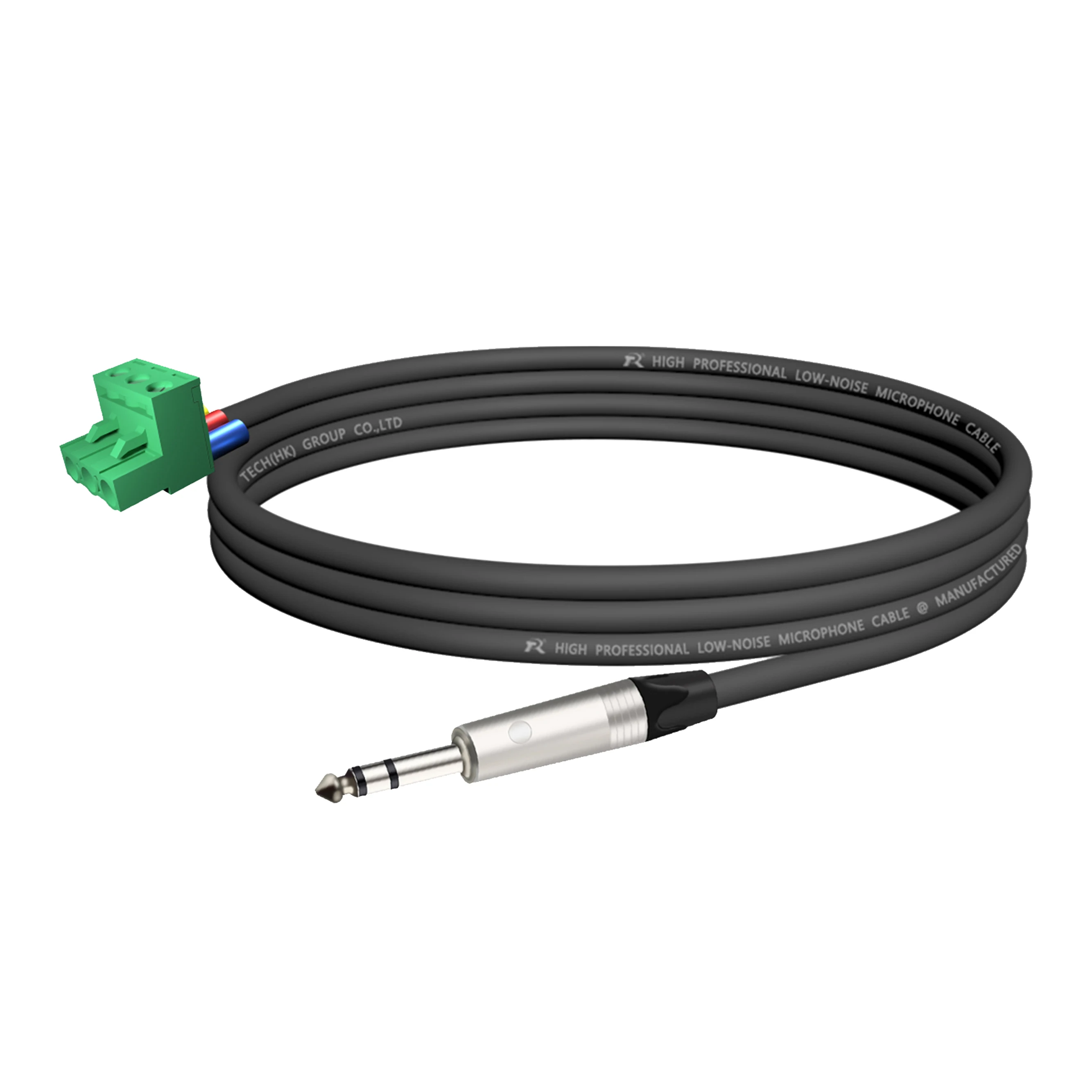 Professionelles 1/4-Zoll-TRS-Stereo-auf-3-Pin-Phoenix-Klemmenblock-Kabel, schwarzer Anschlussanschluss, für Audiosysteme und Übertragungsgeräte – Detail 3