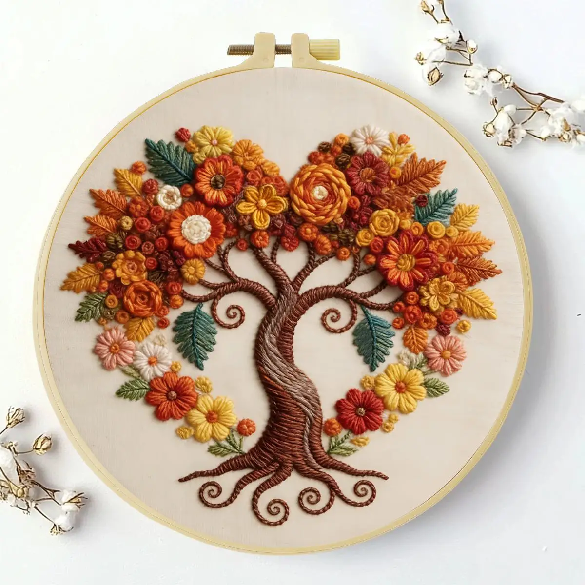 1 Stück 20X20CM/15X15CM 7,87/6,3 Zoll Baum des Lebens Stickerei Starter-Kit DIY-Kit DIY-Stickerei-Set für Anfänger – Detail 2