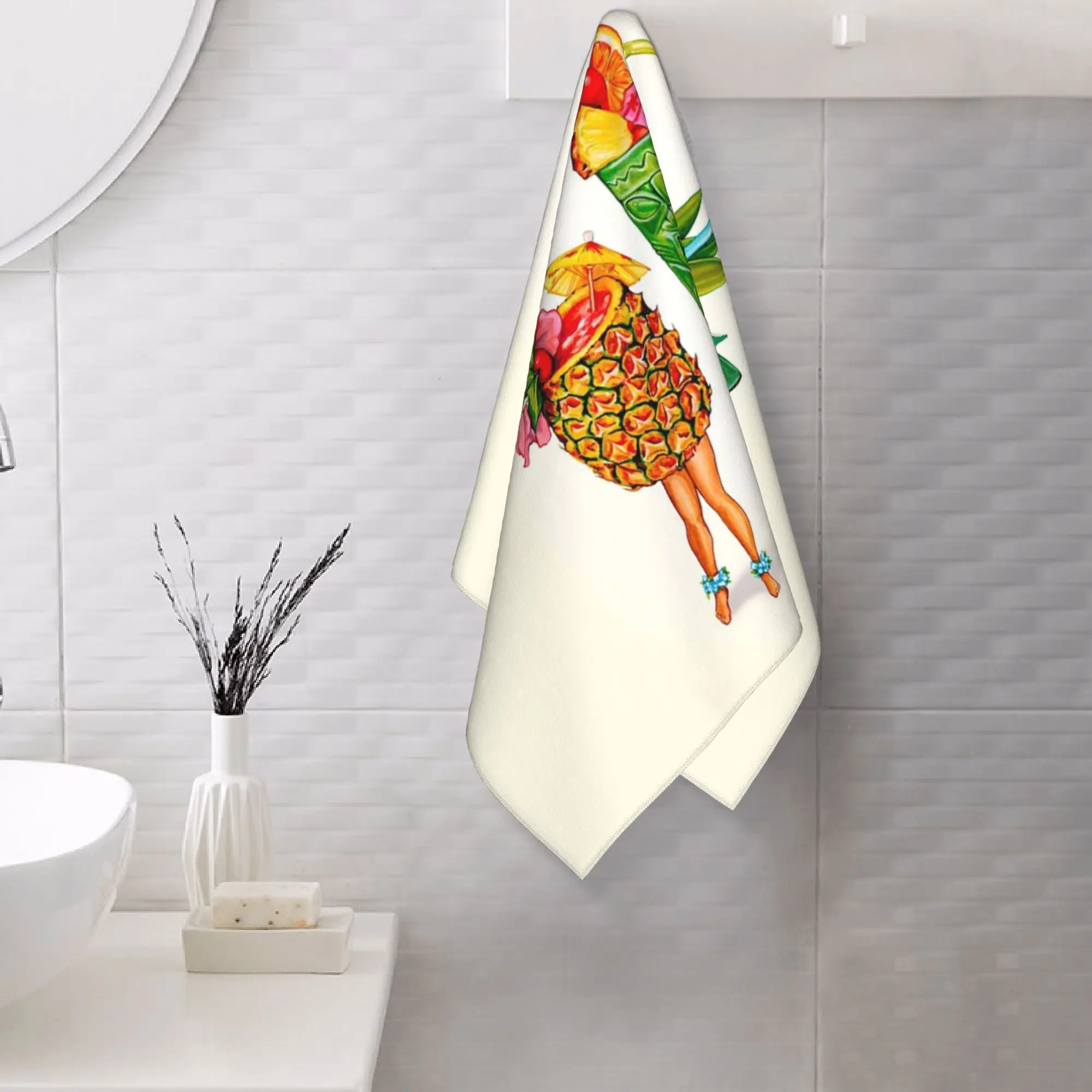 Custom Tiki Cocktail Pin-Up Soft Face Towel Quick Dry Pool Bath Cotton Towels Breathable