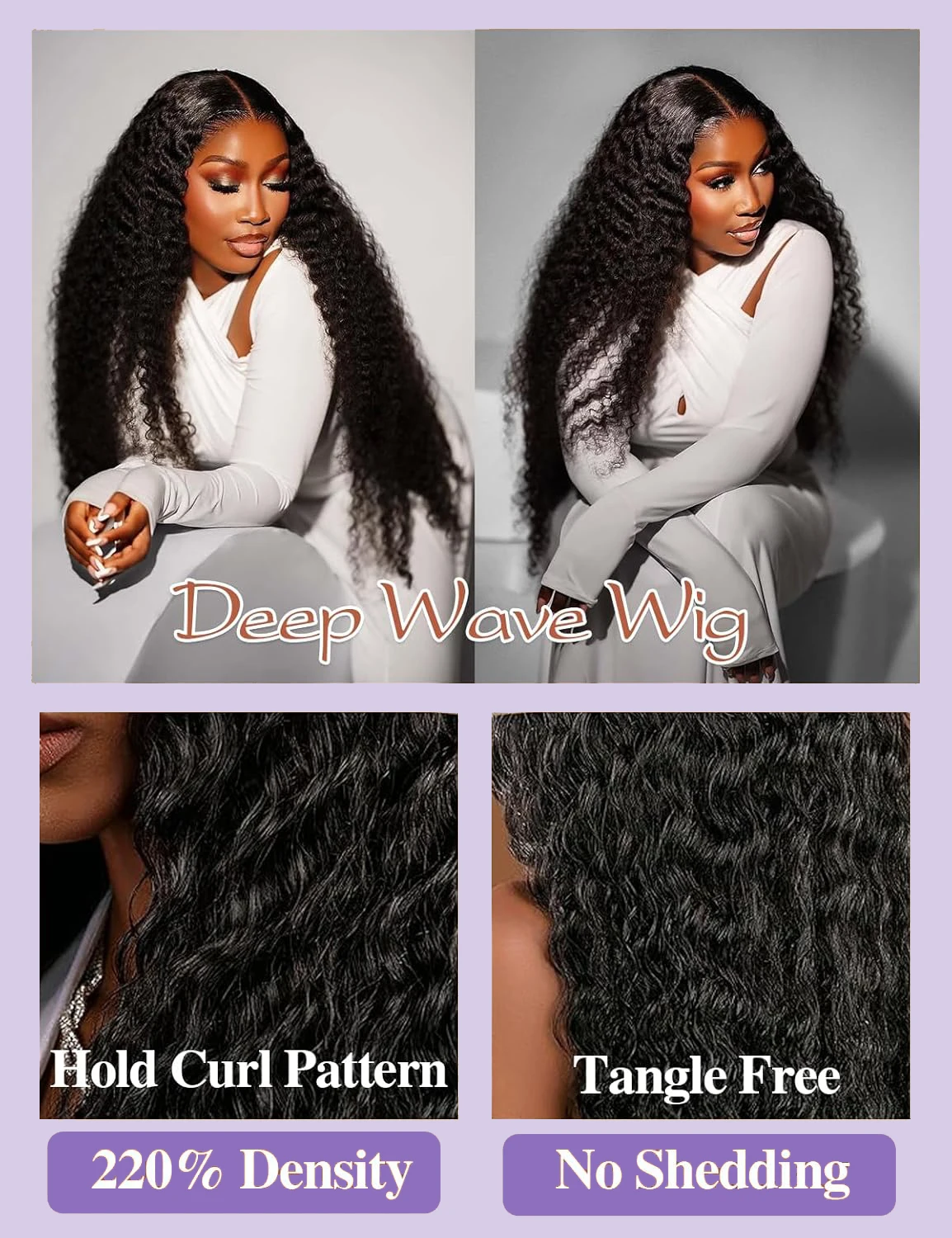 Karyssa Deep Wave 13x4 4x4 HD Lace Frontal Perücke mit natürlichem Haaransatz, vorgezupft, lockiges Echthaar, 220 % Dichte, für Frauen – Detail 4