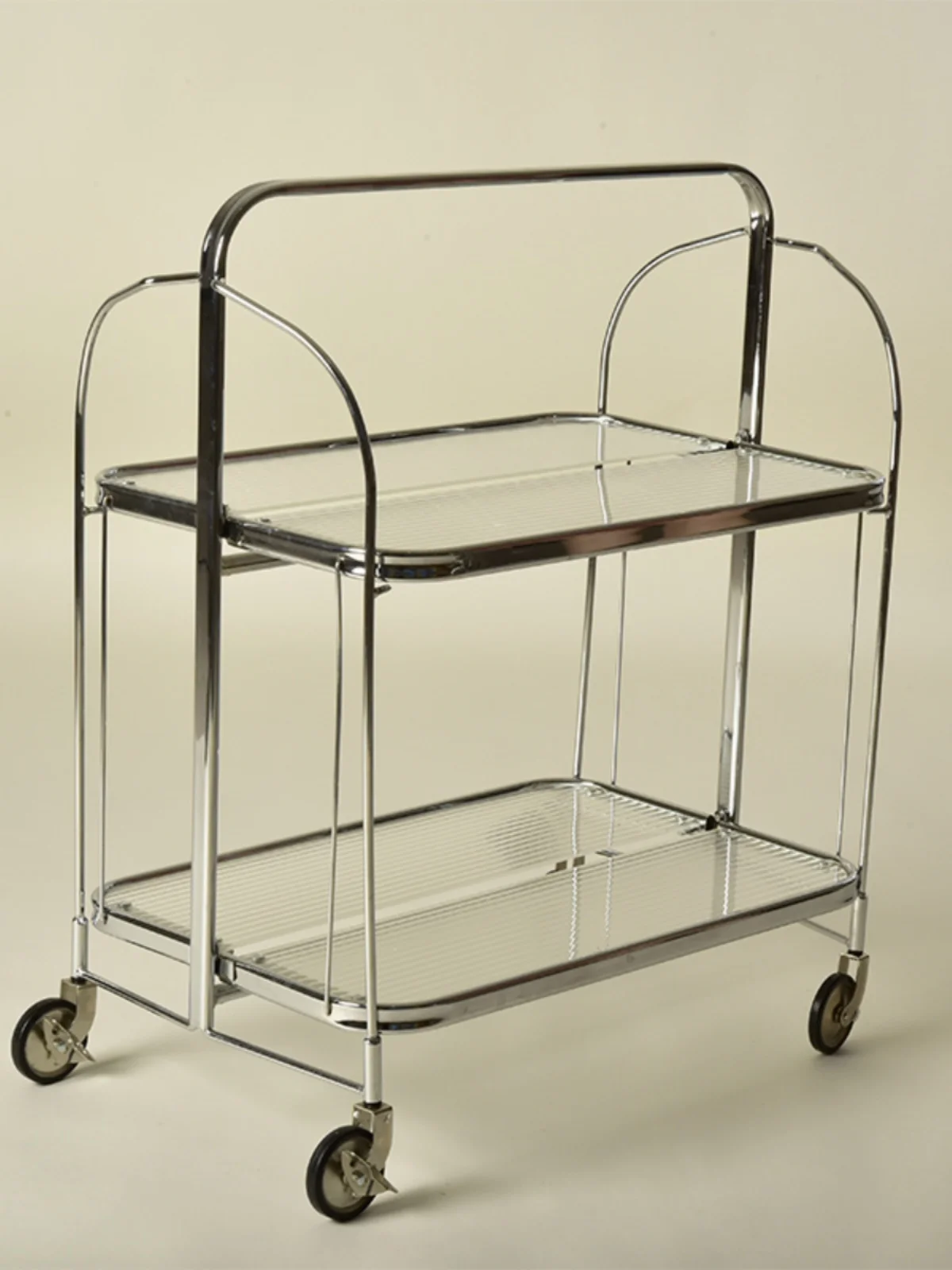 Medieval German Replica Folding Trolley Vintage Mobile Dining Cart Multi-layer Rack Ins Side Few