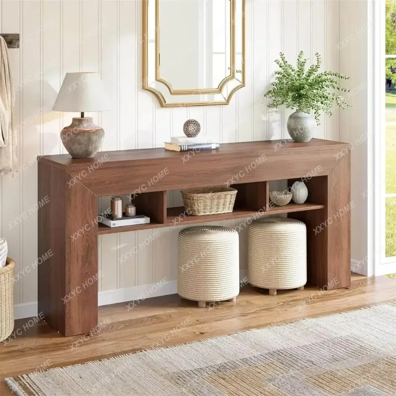 XXModern Simple Entrance Table Wooden Strip Storage Table Living Room Sofa Back A Few Storage Table Rectangular Strip Case