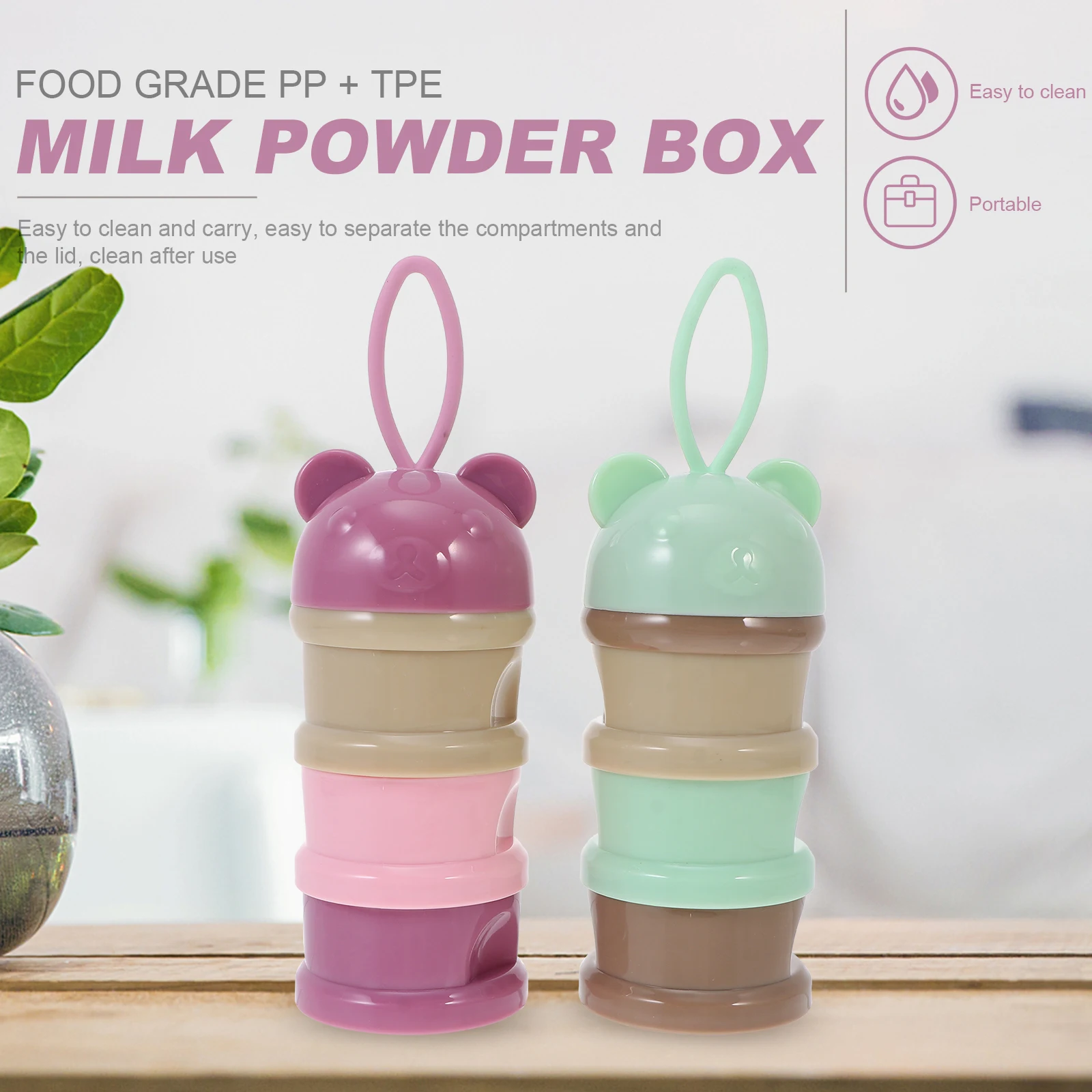 

2pcs Baby Formula Dispenser Leakproof Milk Powder Container 3 Compartments Portable Food Storage Holder Travel Nut Candy Storage