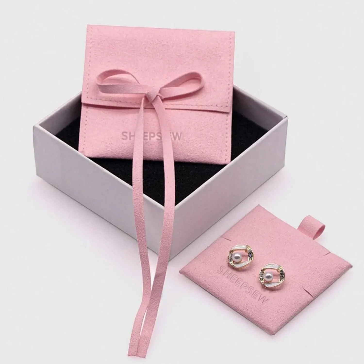 20pcs Gift Packaging Storage Slide Out Paper Jewelry Box Microfiber Pouch Set Drawer Sliding Paper Cardboard Jewelry Box