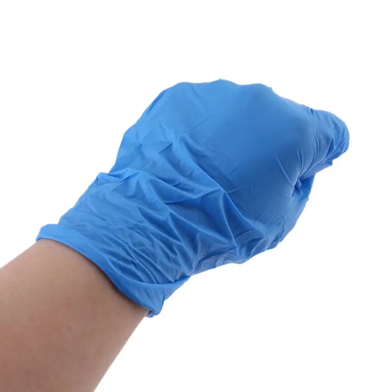 100pcs Blue Waterproof Disposable Washing Cleaning Nitrile Gloves Work Safety Gloves Mittens