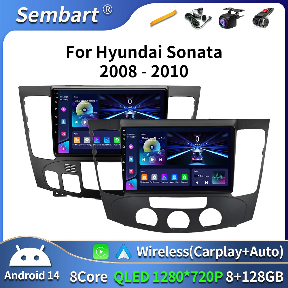 Android 16 Radio del coche para Hyundai Sonata NF 2008 - 2010 navegación GPS pantalla Android Auto 4G estéreo Wifi vídeo Carplay DVD BT