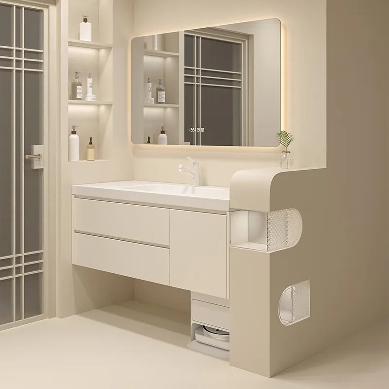 

Шкаф для ванной комнаты Corian Интегрированный стол для умывальника Шиферный шкаф для умывальника Комбинированный кремовый ветер