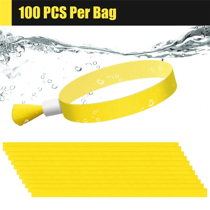APPLIA-100 Pcs Cloth Event Wristbands Colored Wrist Bands For Events, For Lightweight Concert Wrist Strap (Yellow)