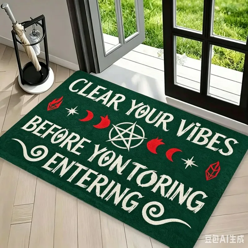 Check Ya Energy Before You Come In My House Doormat Evil Eye Floor Rug Moon Phase Entrance Carpet for Living Room Home Decor