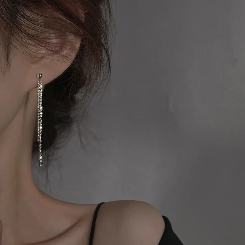 925 Sterling Silver Tassel Drop Earrings For Women Piercing Ear Elegant Luxury Jewelry Accessories Wholesale Jewellery
