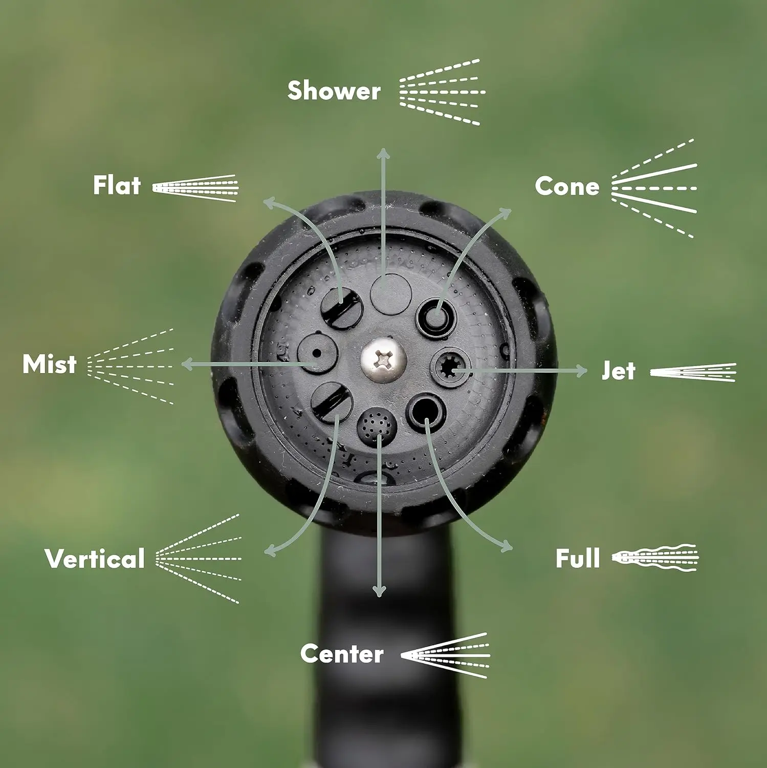 Carrete de manguera de jardín retráctil automático, boquilla de pulverización de 8 patrones de 9/16”, manguera sin golpes estabilizada por rayos UV, agua completa montada en la pared