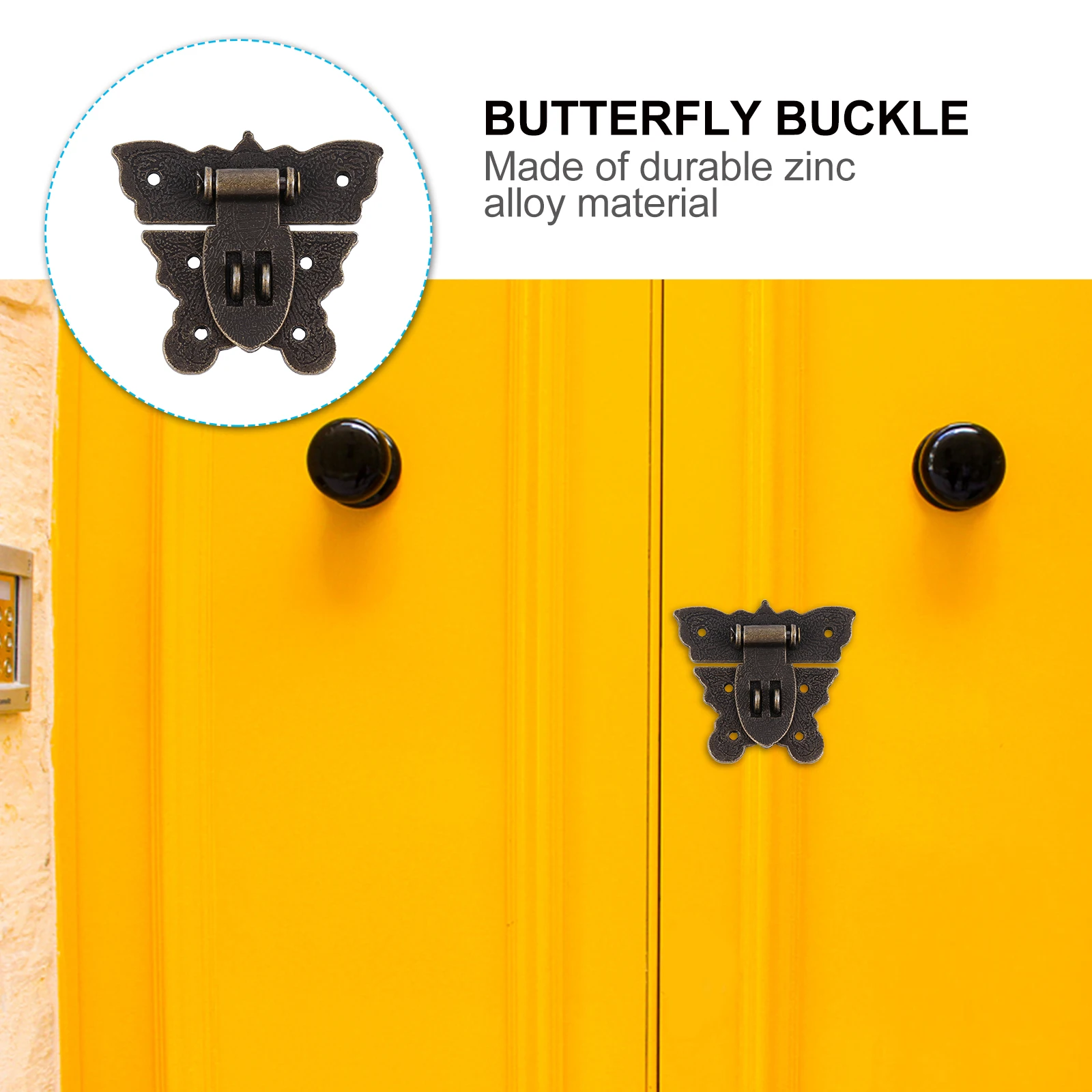 

2 pcs Butterfly Lock Hasp Vintage Alloy Retro Latch for Wooden Box Jewelry Case Gift Chest Hardware Zinc