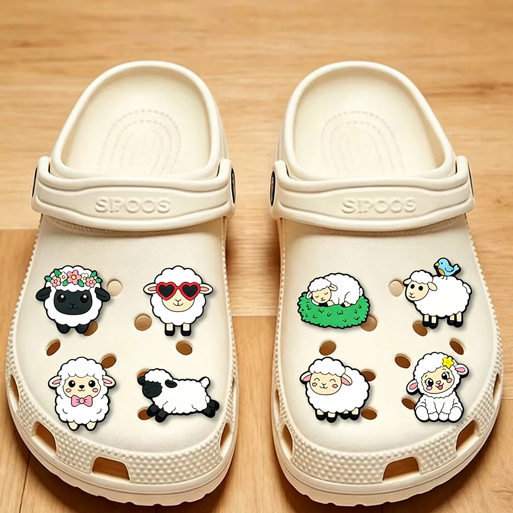 16-100pcs I Love Sheep Shoe Charms Cute Animals Clog Sandals Shoe Decorations Accessories For Men Boys Girls Party Gift
