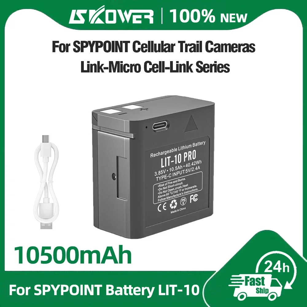 10500mAh LIT-10 Wiederaufladbare Lithium-Batterie für Spypoint Cell-Link Link-Micro-S-LTE LM2 Cellular Wildkameras