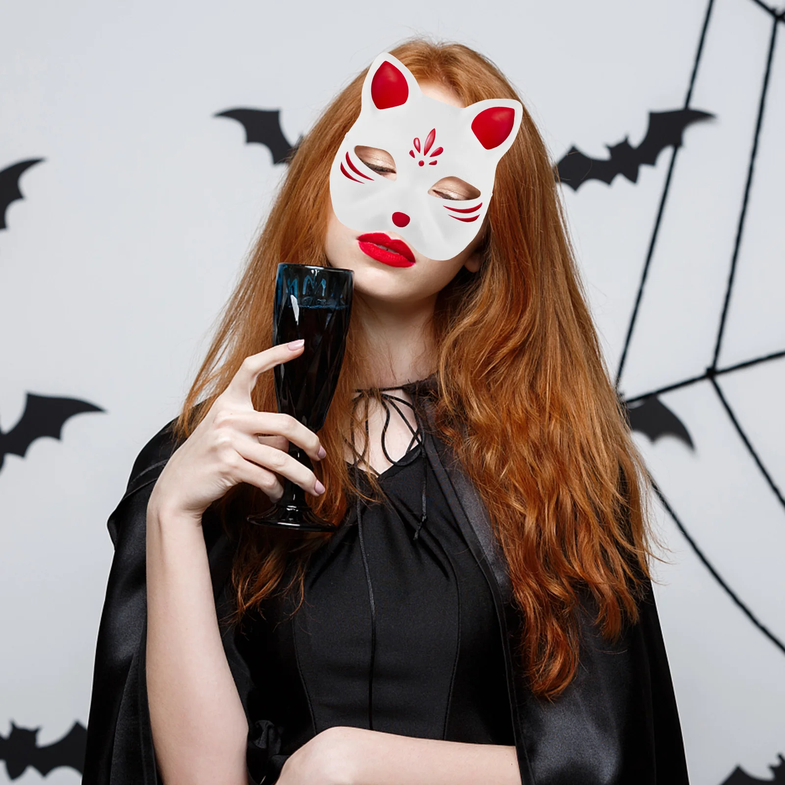 5Pcs Blank Cat Face Mask DIY Paintable Eco-Friendly Pulp Party Halloween Masquerade Costume Accessory Cat Face Mask