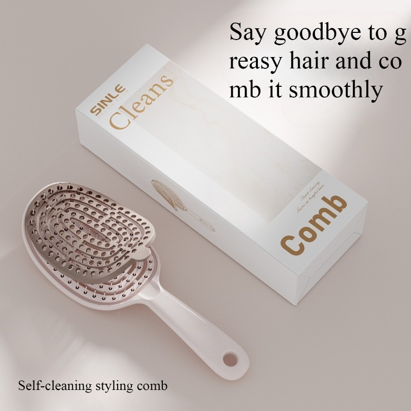  Self cleaning ribbed air cushion comb with high cranial top and fluffy shape, airbag massage comb, anti tangling, easy to clean 