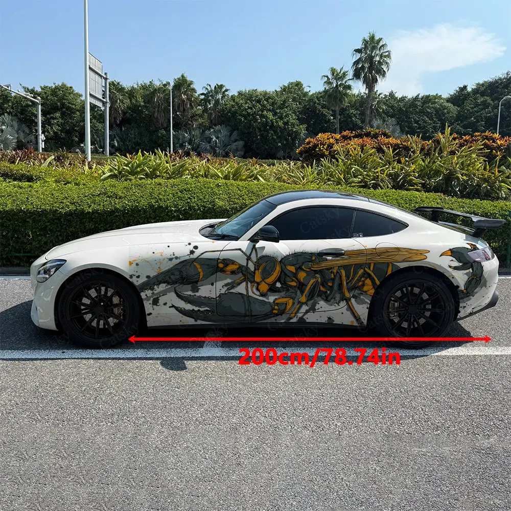 2pcs Black & Yellow Splatter Insect, Durable, Fade-resistant, Enhance Vehicle Aesthetics With Artistic Design Car Vinyl Wraps