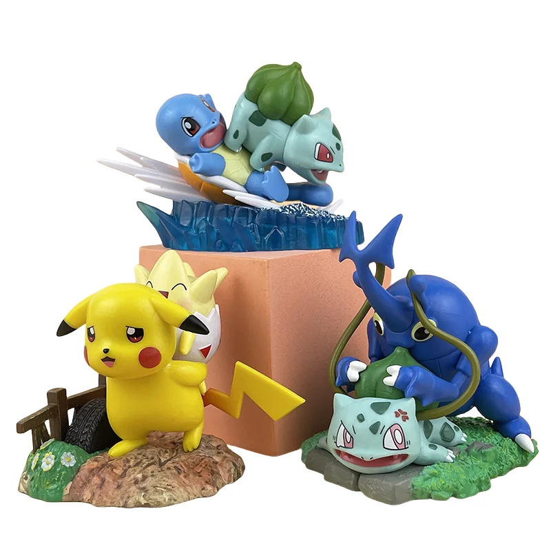 

Pokemon Scene Action Figure Pikachu Togepi Squirtle Bulbasaur Heracross Model PVC Anime Decor