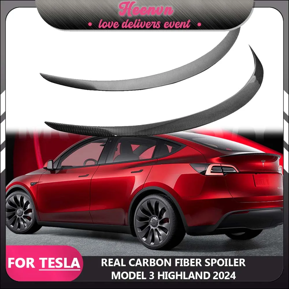 For Tesla Model 3 Highland 2024 Spoiler Carbon Fiber Rear Trunk High Performance Tail Fin 2025 Model3 Auto Accessories